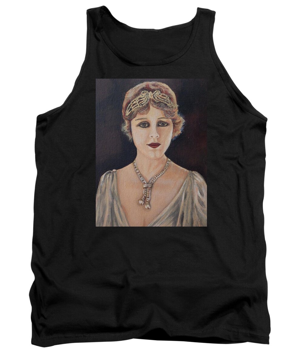 Silent Movie Stars Tank Top featuring the painting Tribute to the Silent Area by Linda Markwardt