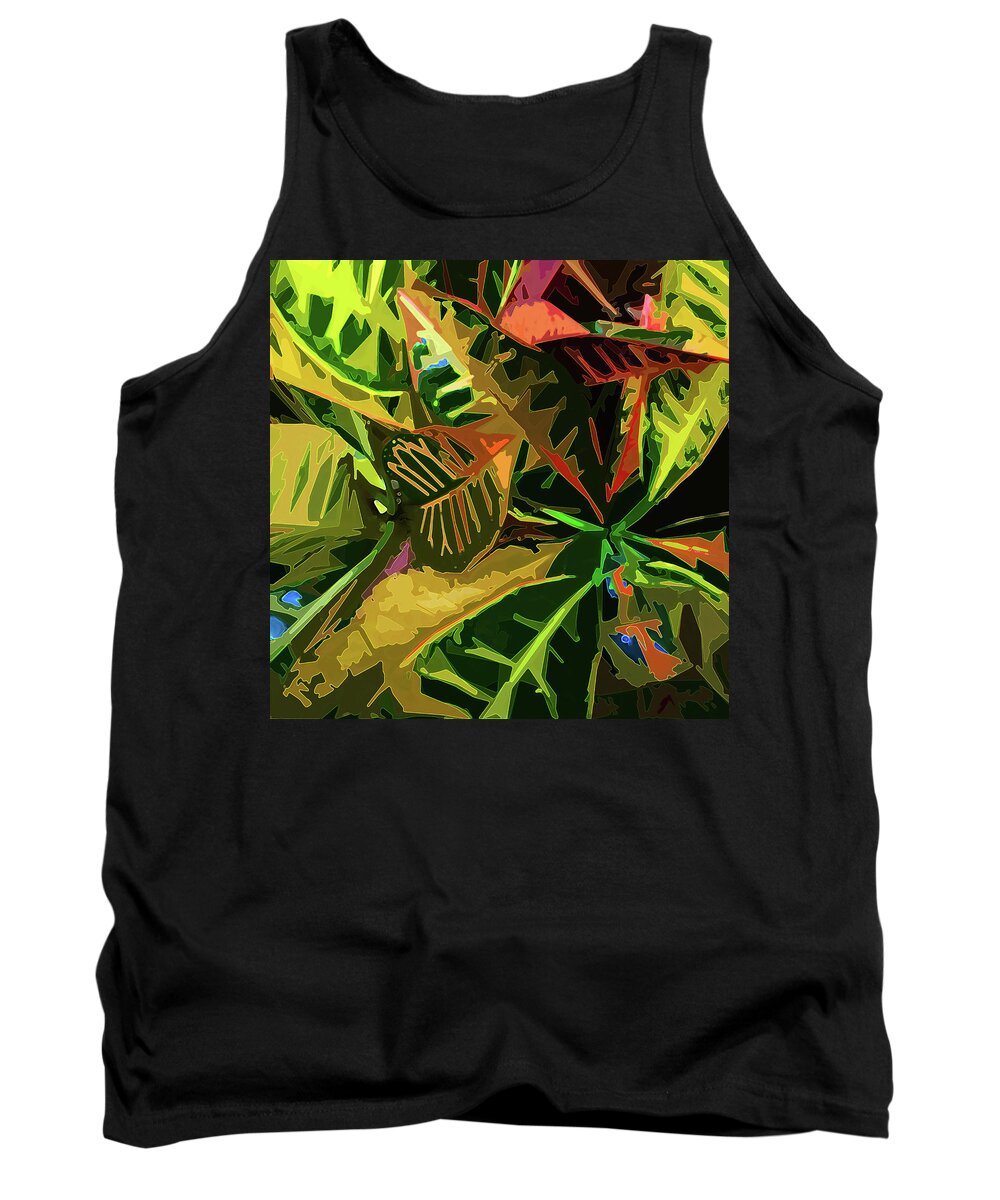 Foliage Tank Top featuring the digital art Tropicale by Gina Harrison