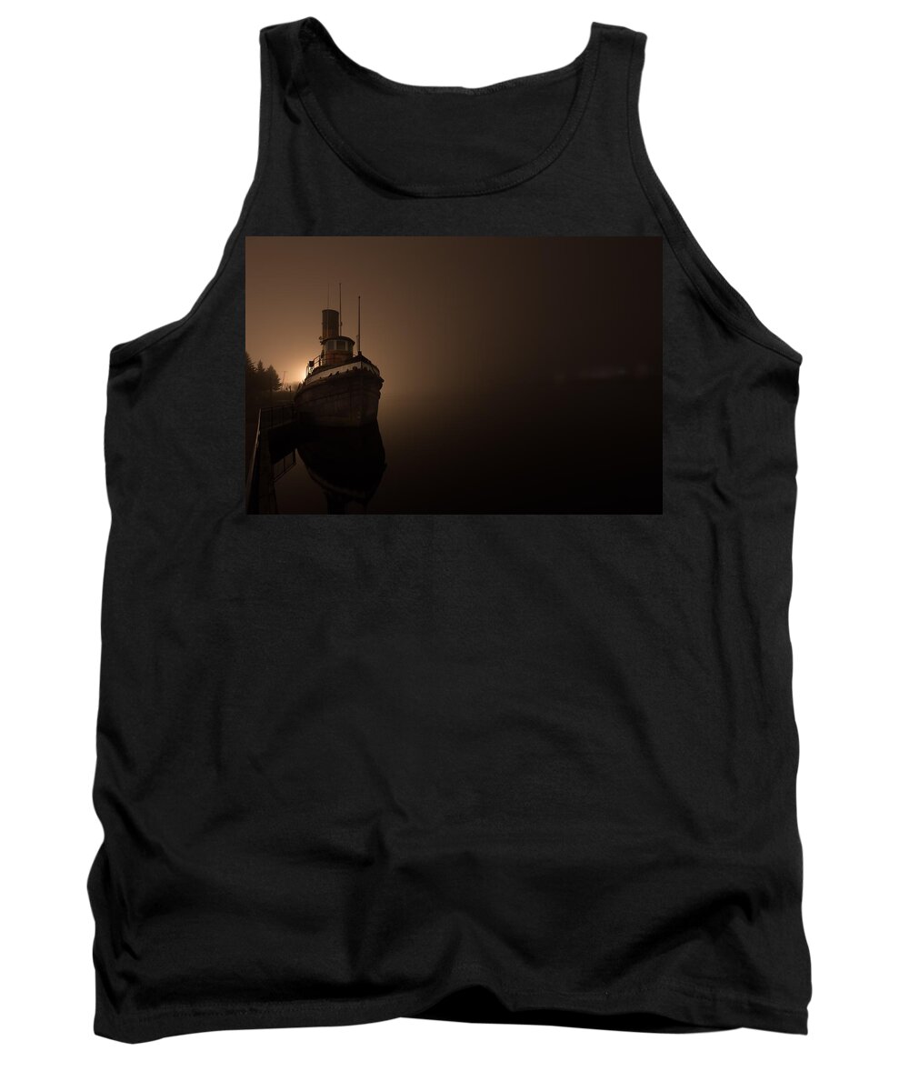 Abandoned Tank Top featuring the photograph Tug Boat in Fog by Jakub Sisak