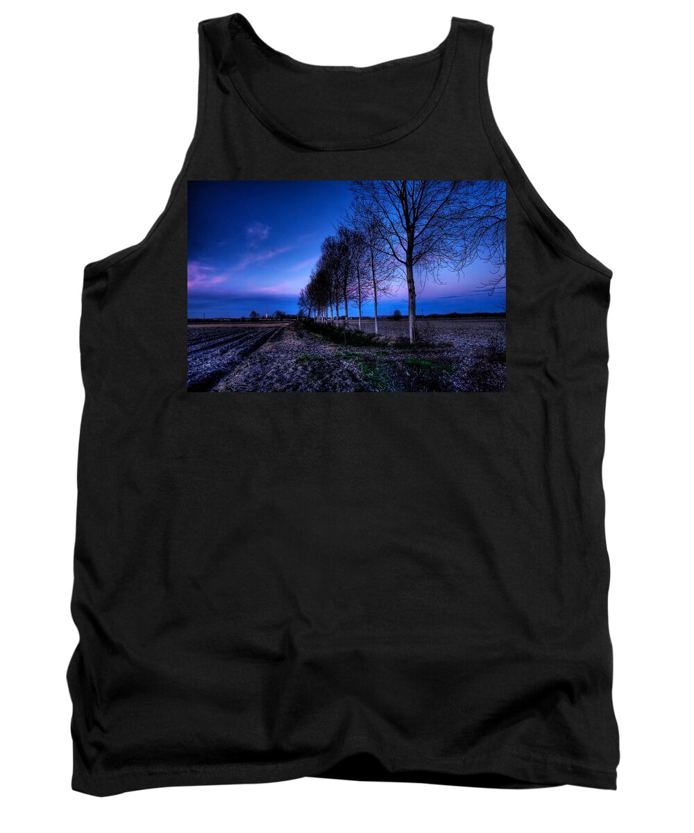 Countryscape Tank Top featuring the photograph Twilight and trees by Roberto Pagani