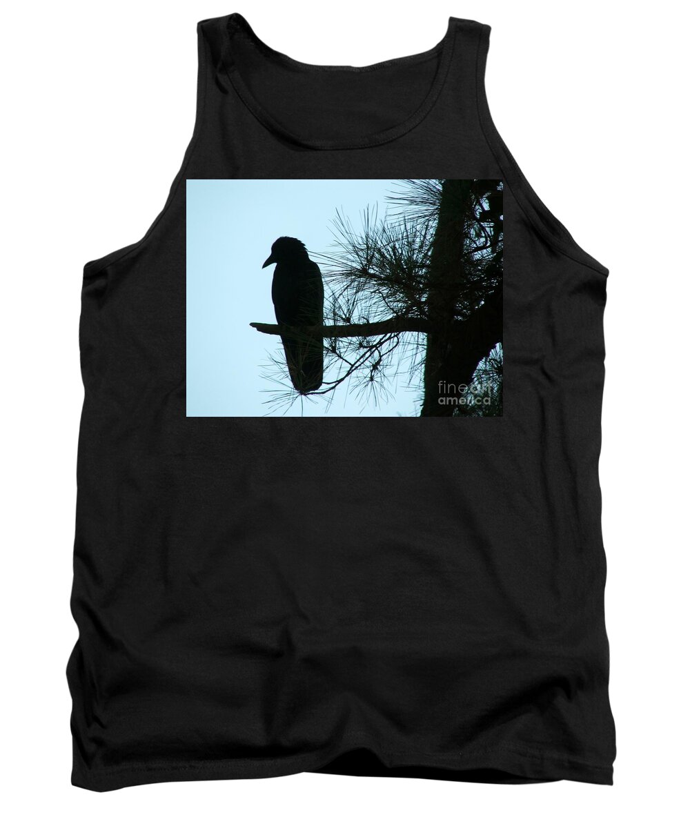 Bird And Tree Silhouette Tank Top featuring the photograph Unknown Visitor by Rosanne Licciardi