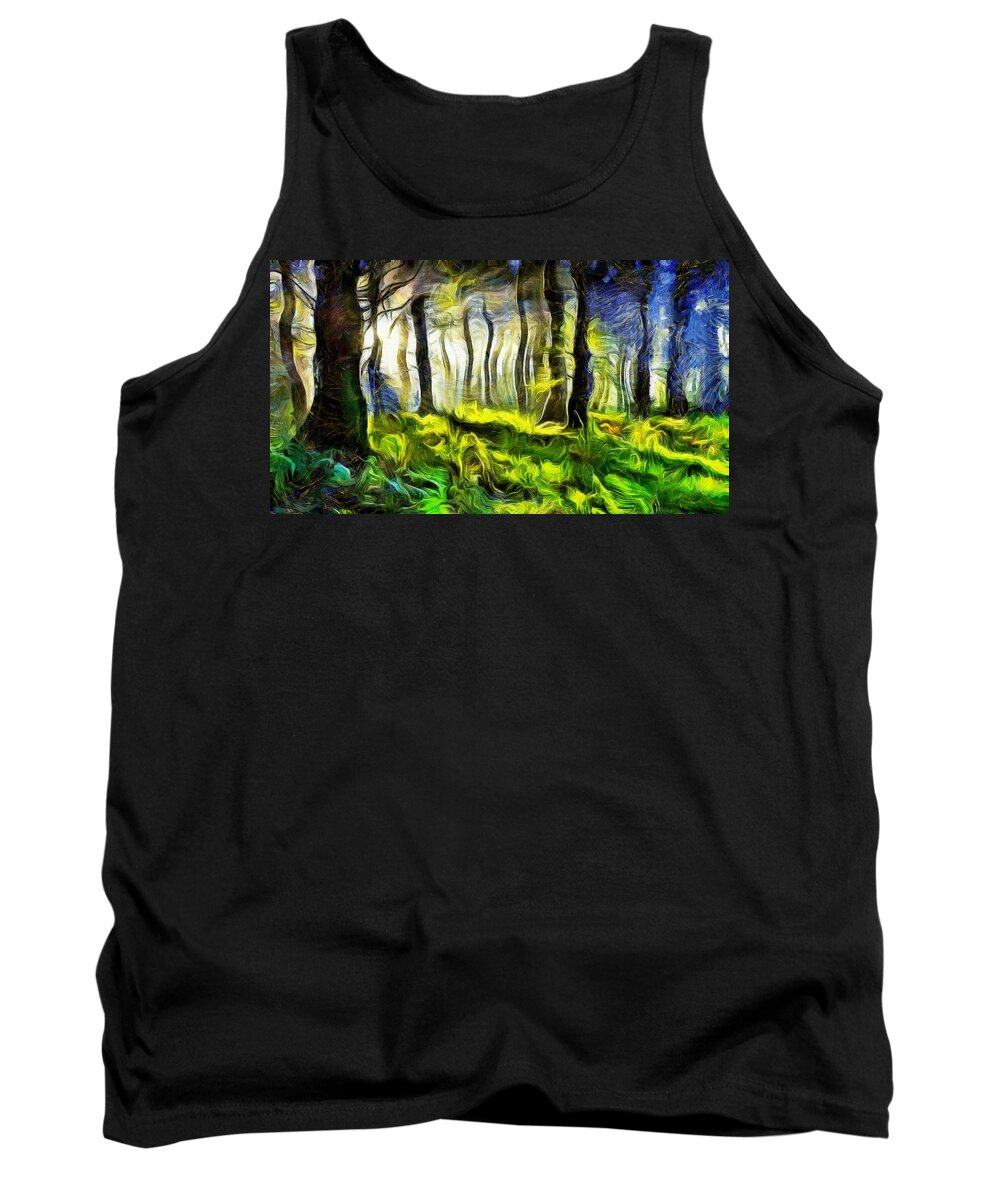 Forest Tank Top featuring the digital art Van Gogh Forest by Galeria Trompiz