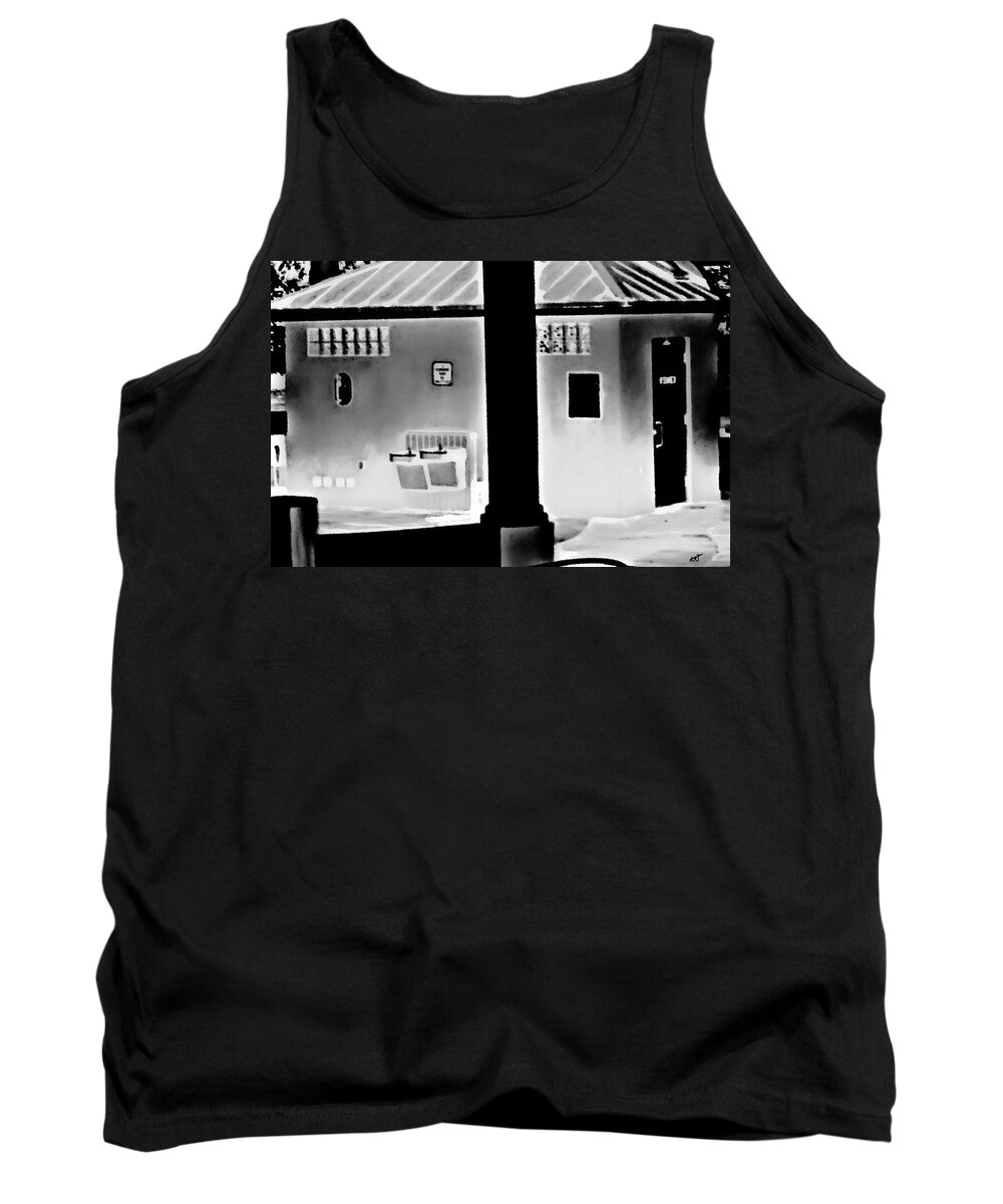 Black And White Tank Top featuring the photograph Vilano Beach Pavilion Restroom by Gina O'Brien