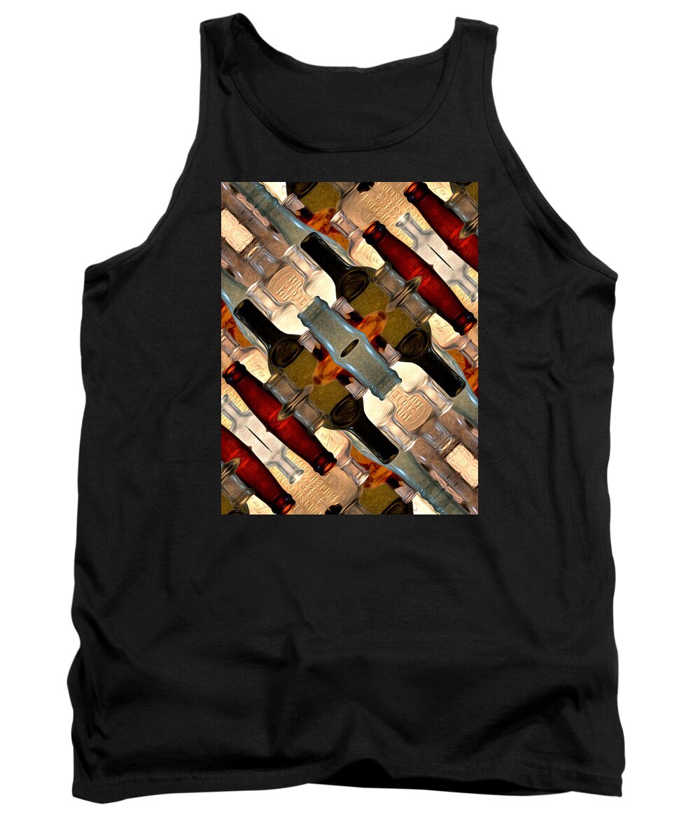 Bottle Tank Top featuring the digital art Vintage Bottles Abstract by Phil Perkins