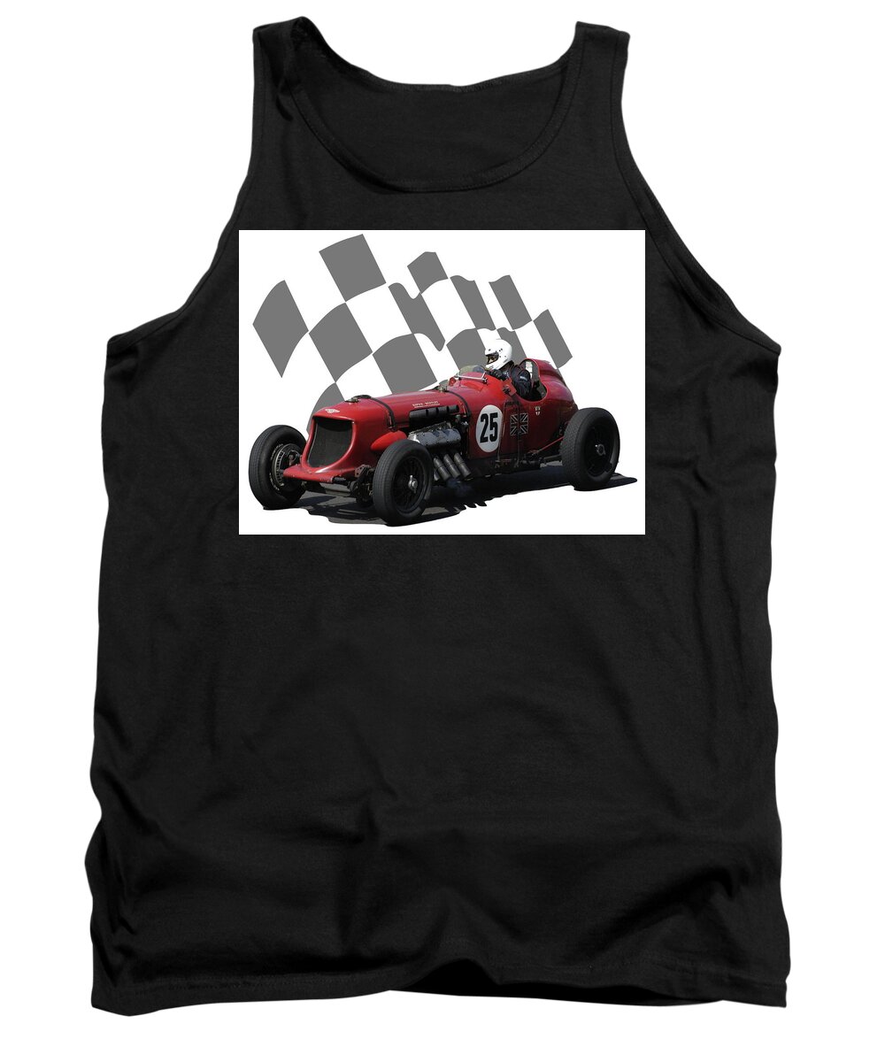 Racing Car Tank Top featuring the photograph Vintage Racing Car and Flag 3 by John Colley