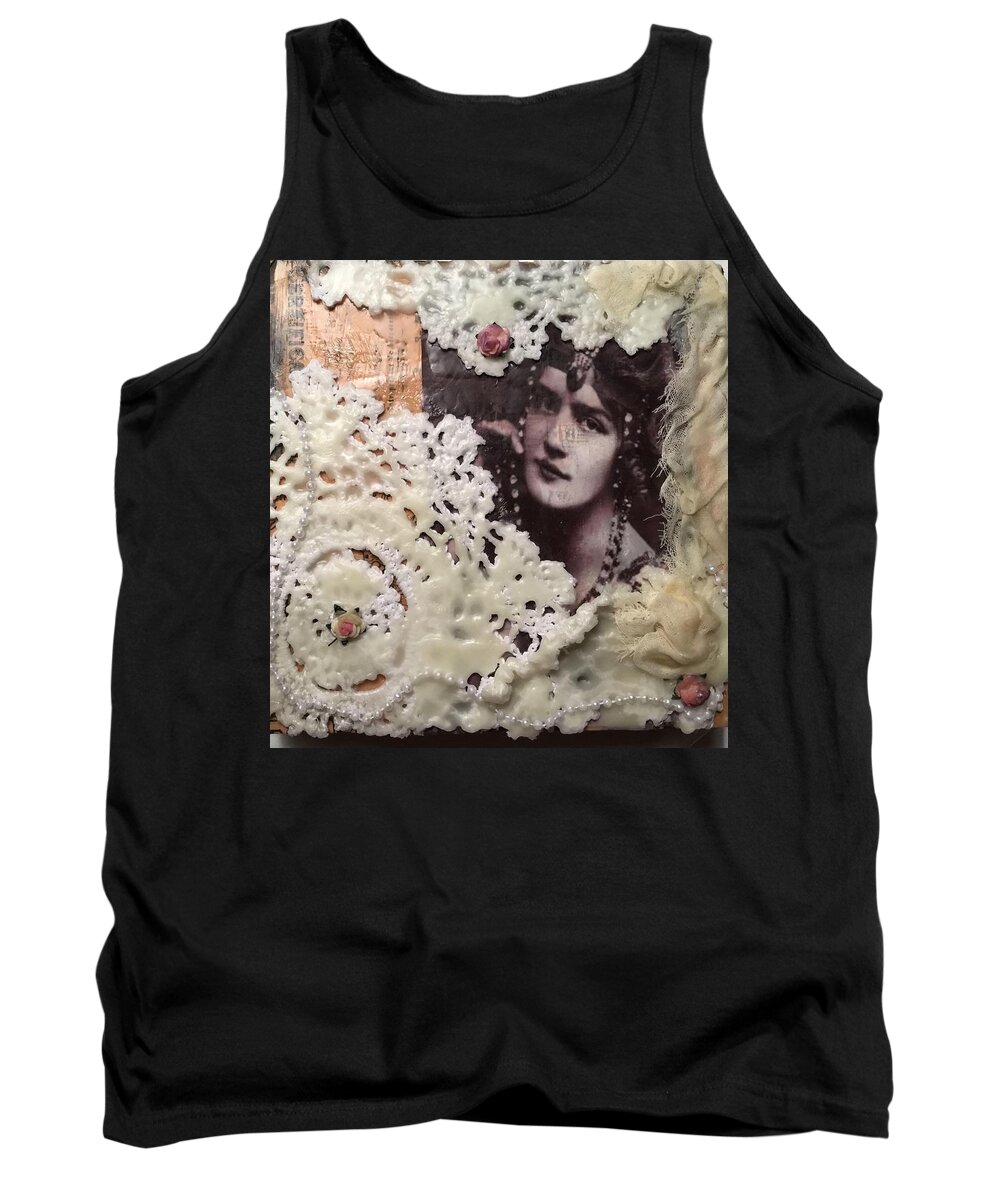 Mixed Media Art Tank Top featuring the mixed media Vintage Whimsy by Serenity Studio Art