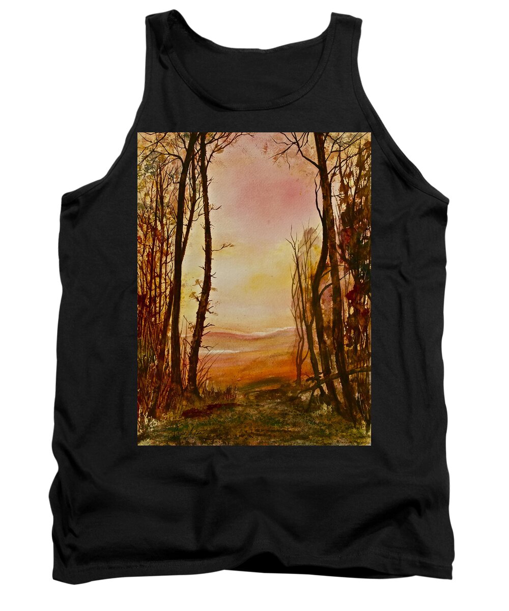 Sunrise Tank Top featuring the painting Warm Way by Frank SantAgata