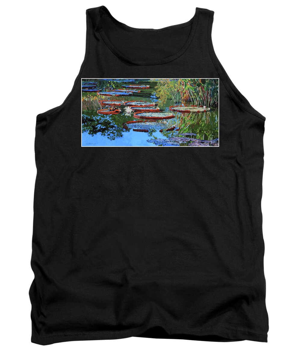 Garden Pond Tank Top featuring the painting Water Lilies for Amelia by John Lautermilch