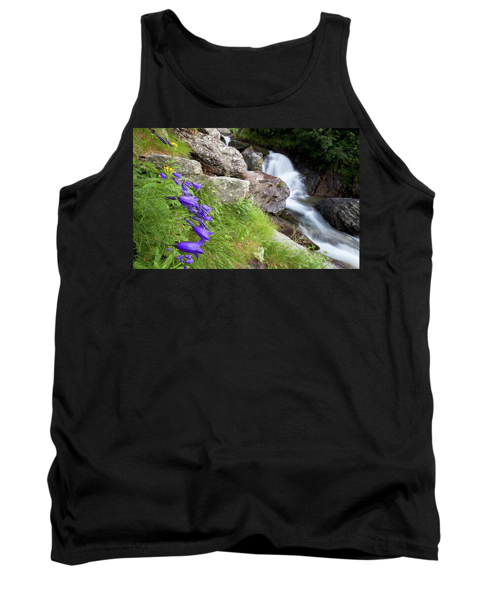 Wild Tank Top featuring the photograph Waterfalls and Bluebells by Mircea Costina Photography