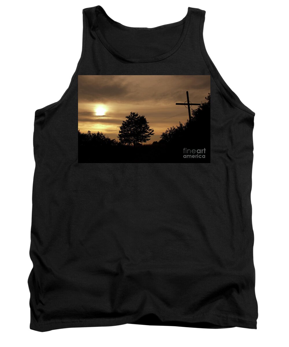 Wayside Tank Top featuring the photograph Wayside cross in the dusk by Michal Boubin