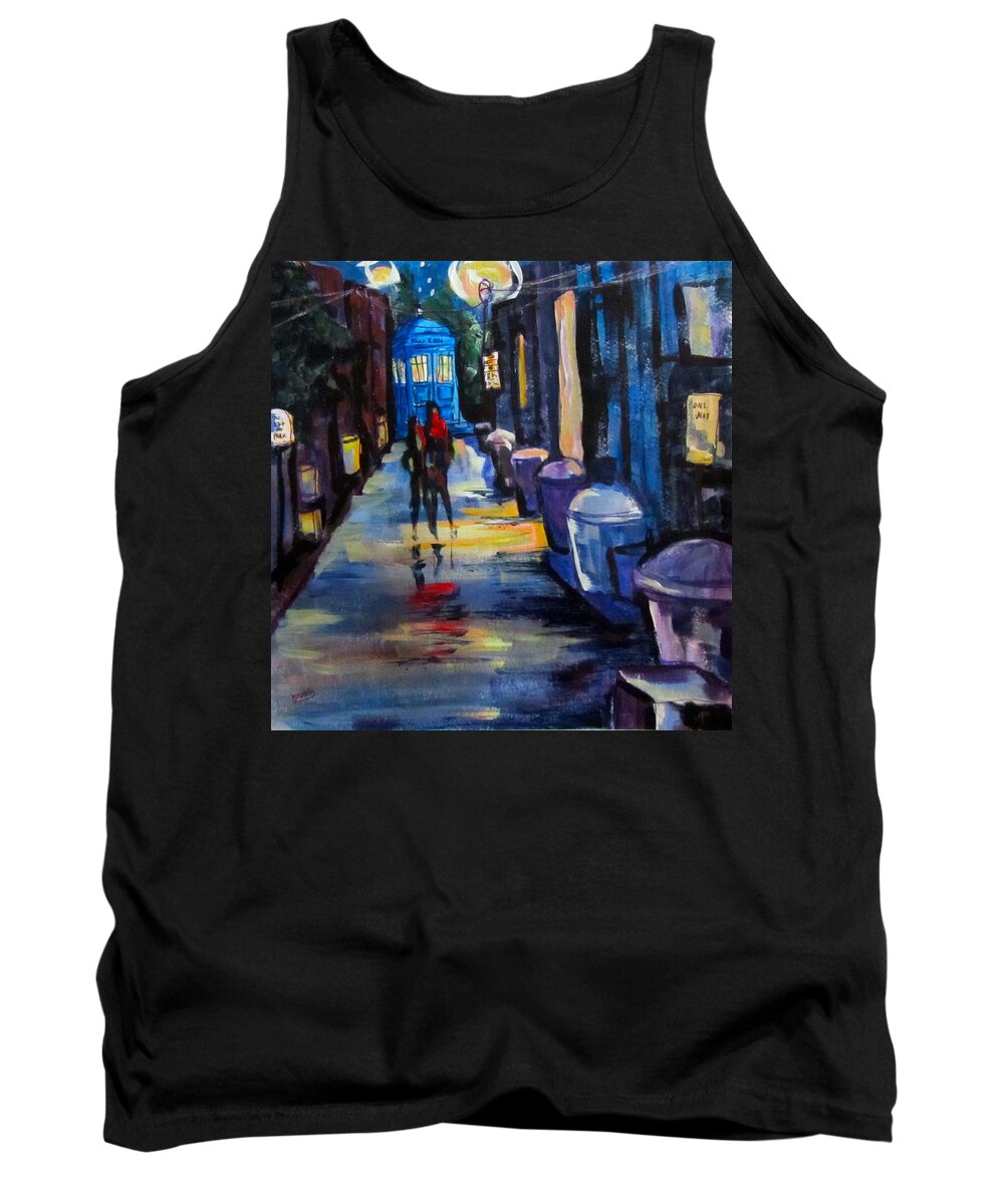 Tardis Tank Top featuring the painting Who's Heading Back by Barbara O'Toole