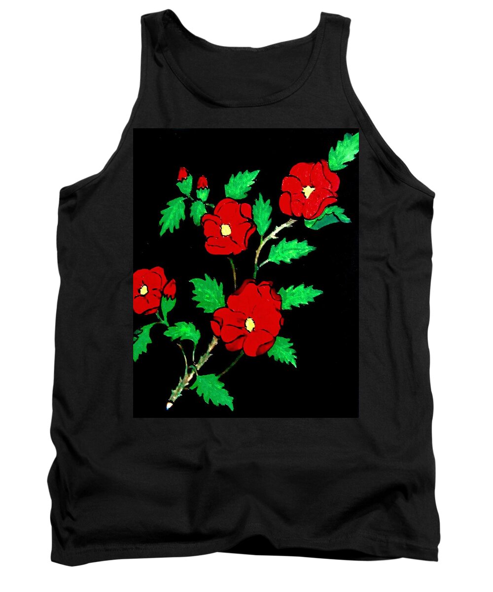 Roses Tank Top featuring the painting Wild Red Roses by Stephanie Moore