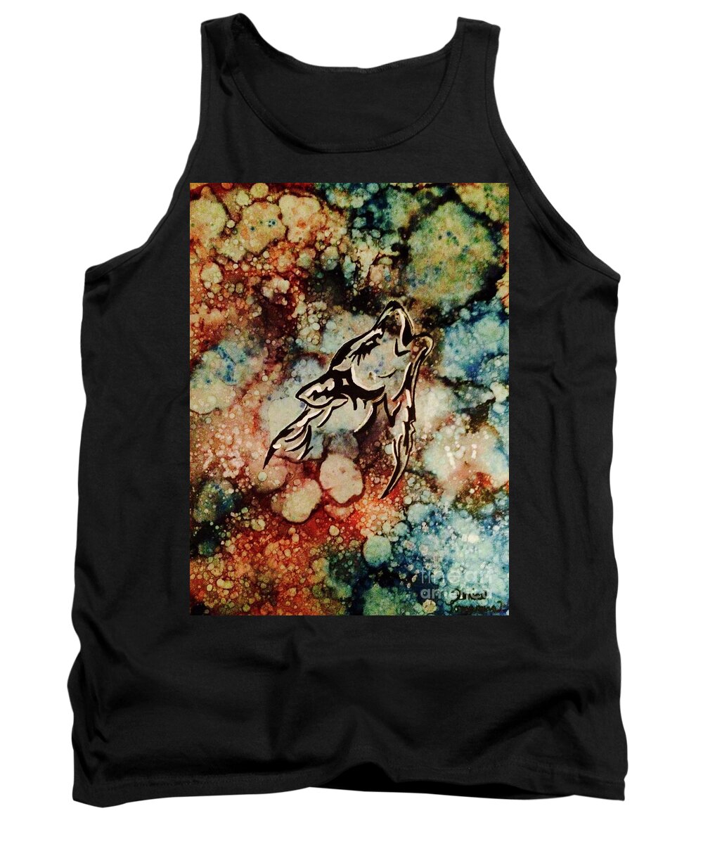 Abstract Tank Top featuring the painting Wilderness Warrior by Denise Tomasura