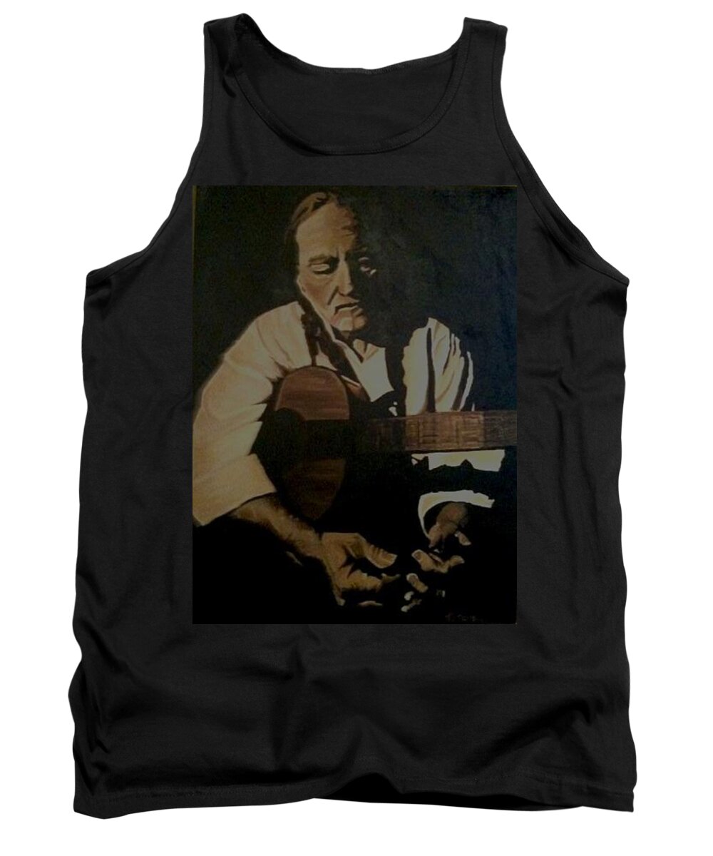 Willie Tank Top featuring the painting Willie Nelson #1 by Ashley Lane