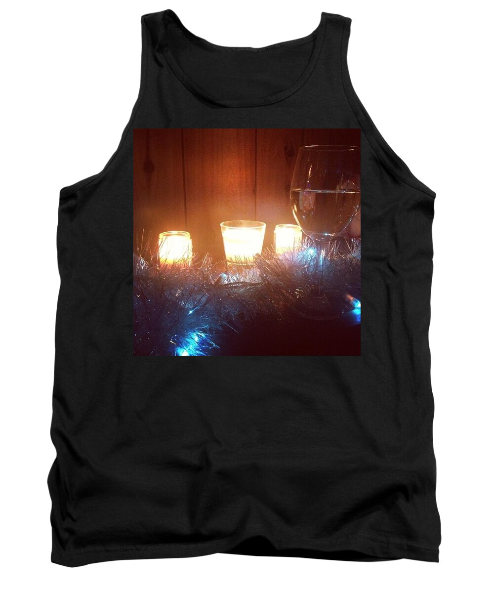 Likesforlikes Tank Top featuring the photograph Wine Night Anyone ? #christmaslights by Leslie Smith