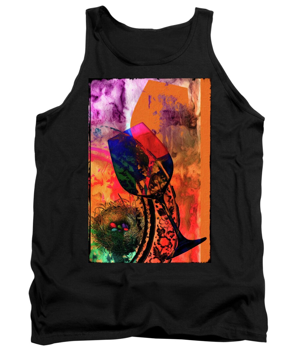 Wine Tank Top featuring the mixed media Wine Pairings 7 by Priscilla Huber
