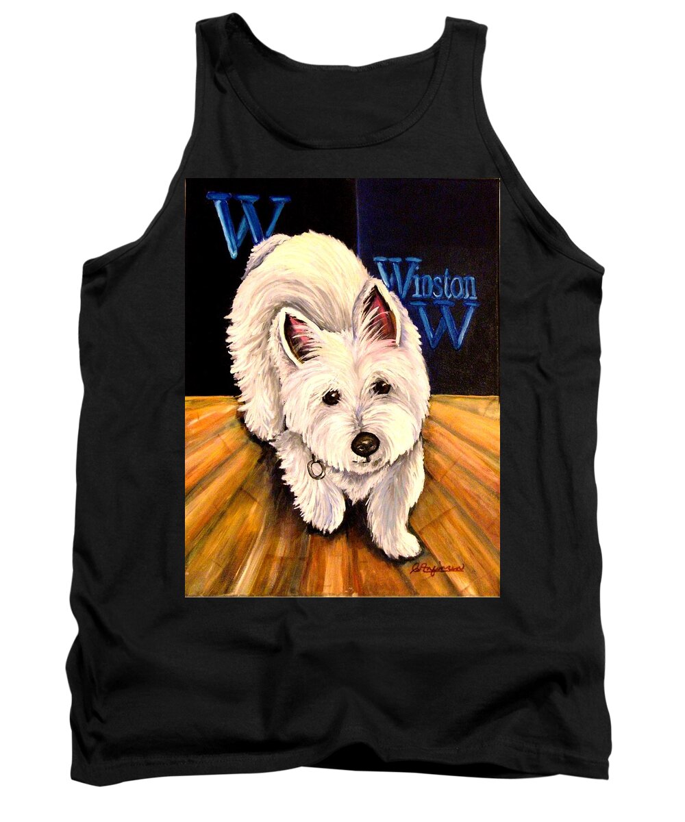 Dog Westie West Highland Terrior Animals Furry Dogs Dog Portraits Tank Top featuring the painting Winston by Carol Allen Anfinsen