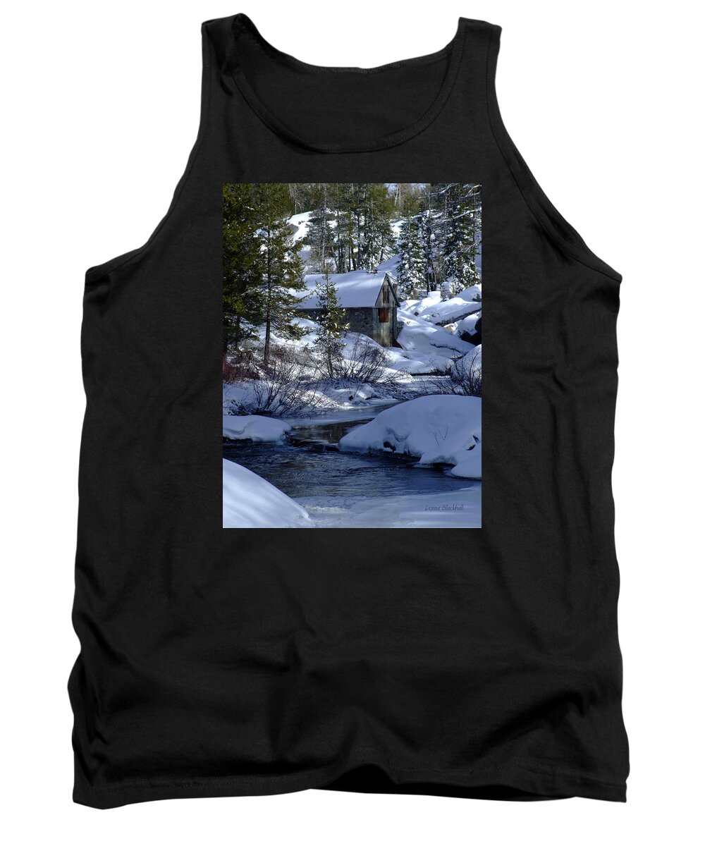 Cottage Tank Top featuring the photograph Winter Cottage by Donna Blackhall