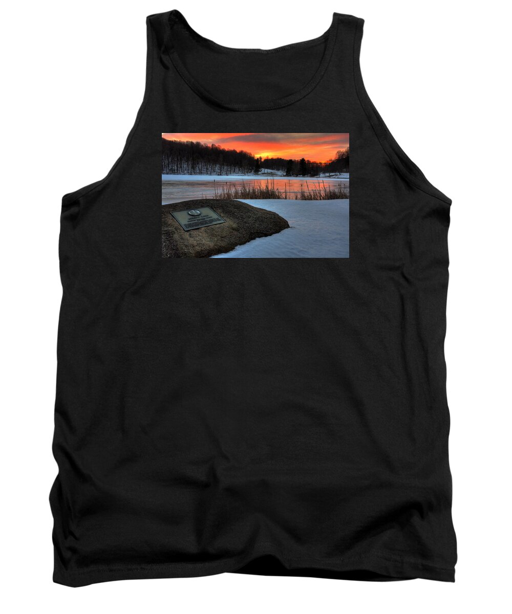 Peaks Of Otter Tank Top featuring the photograph Winter Sunset Abbott Lake by Steve Hurt