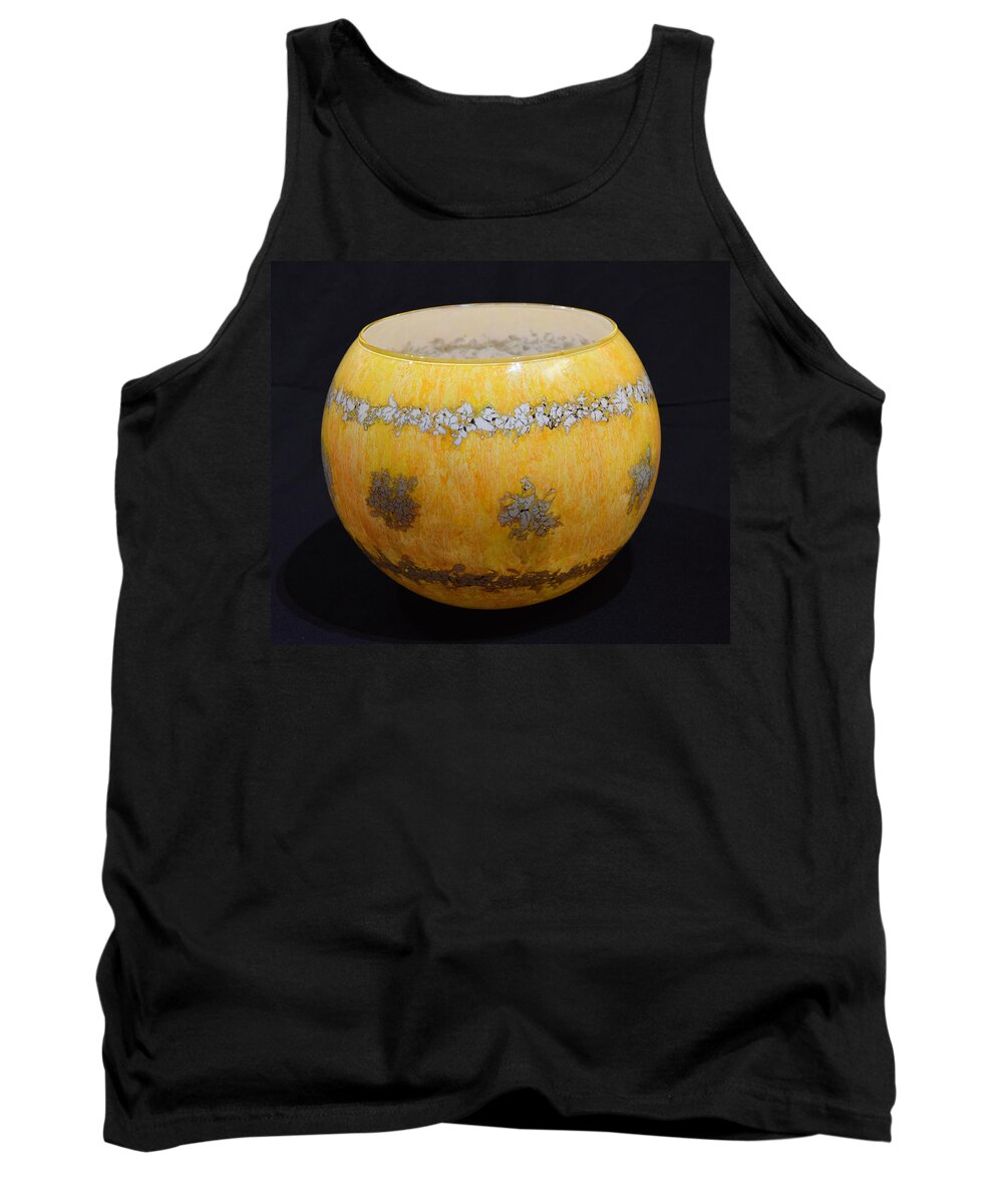Glass Tank Top featuring the glass art Yellow and White Vase by Christopher Schranck