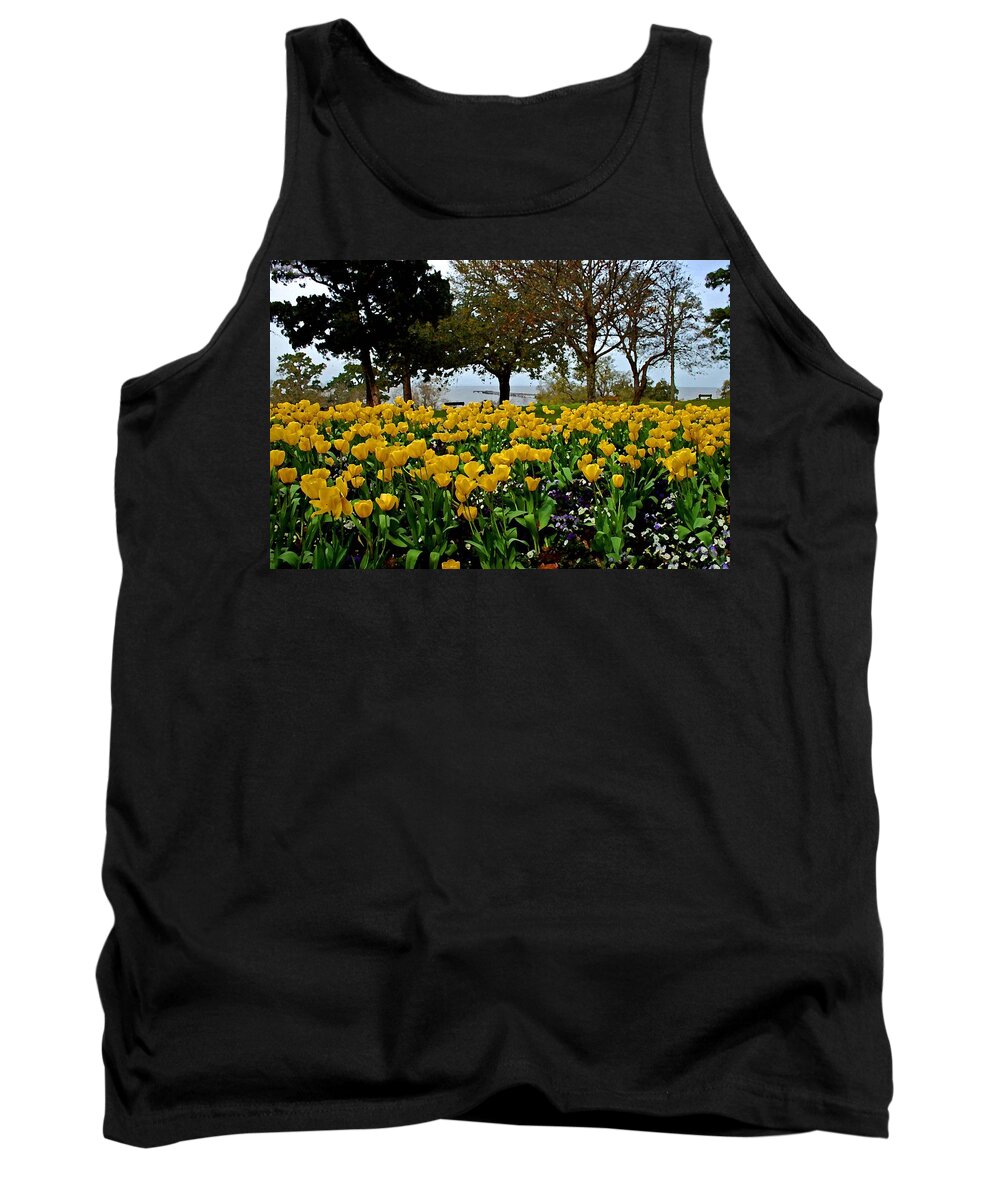 Fairhope Tank Top featuring the painting Yellow Tulips of Fairhope Alabama by Michael Thomas