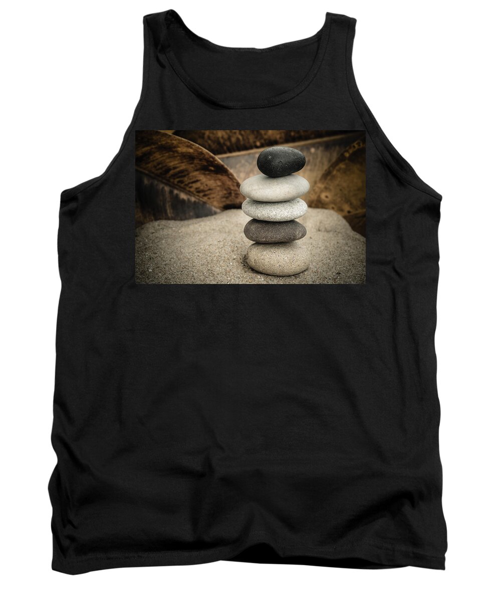 Stacked Stones Tank Top featuring the photograph Zen Stones III by Marco Oliveira