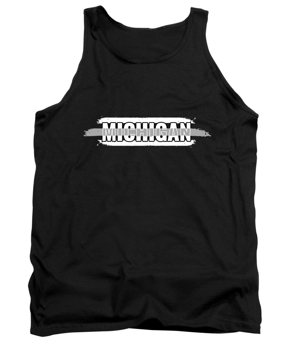 Deputy Tank Top featuring the digital art Michigan Correctional Officers Gift for Correctional Officers and Prison Wardens Thin Silver Line #2 by Martin Hicks