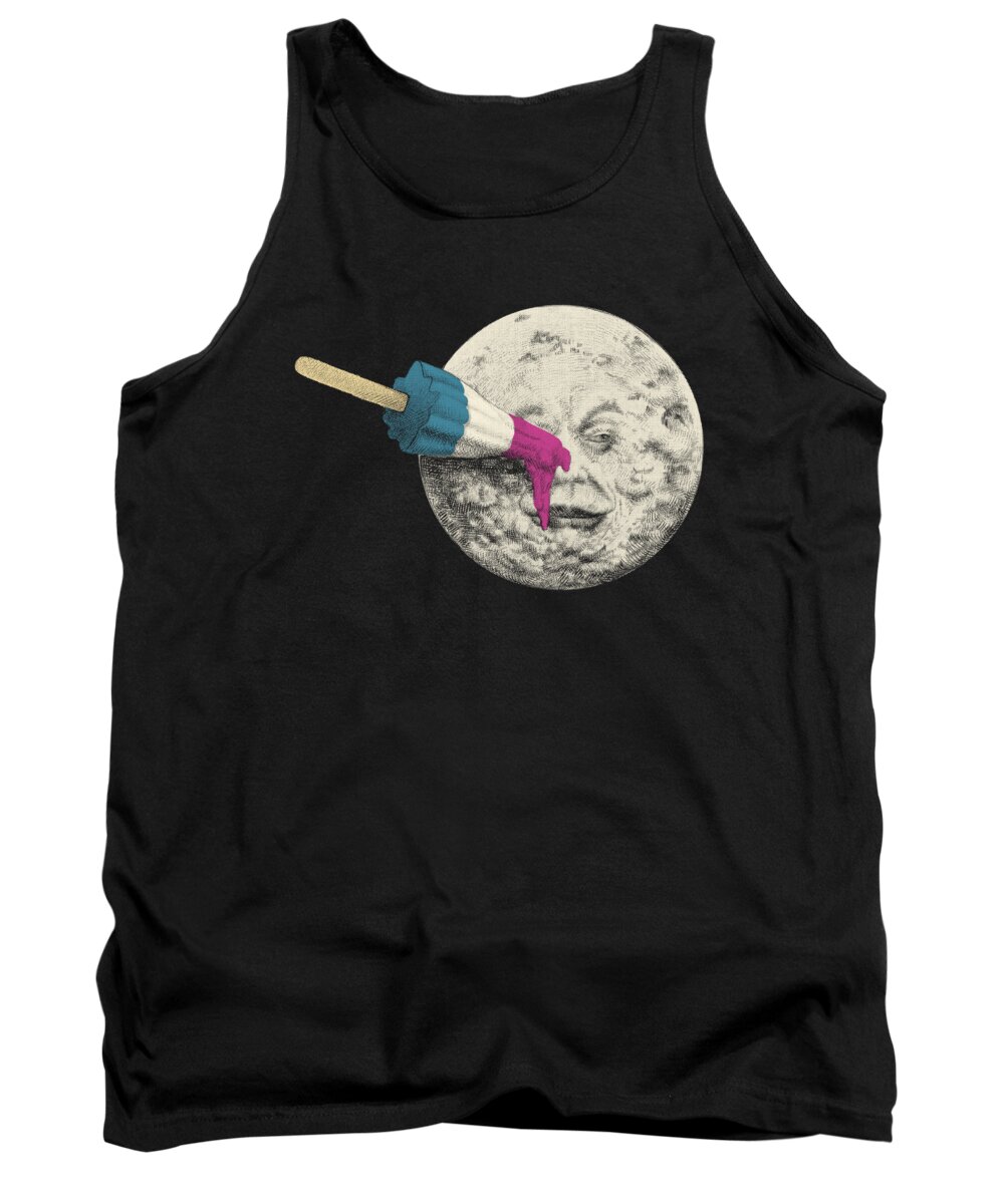 Moon Tank Top featuring the drawing Summer Voyage - Option by Eric Fan