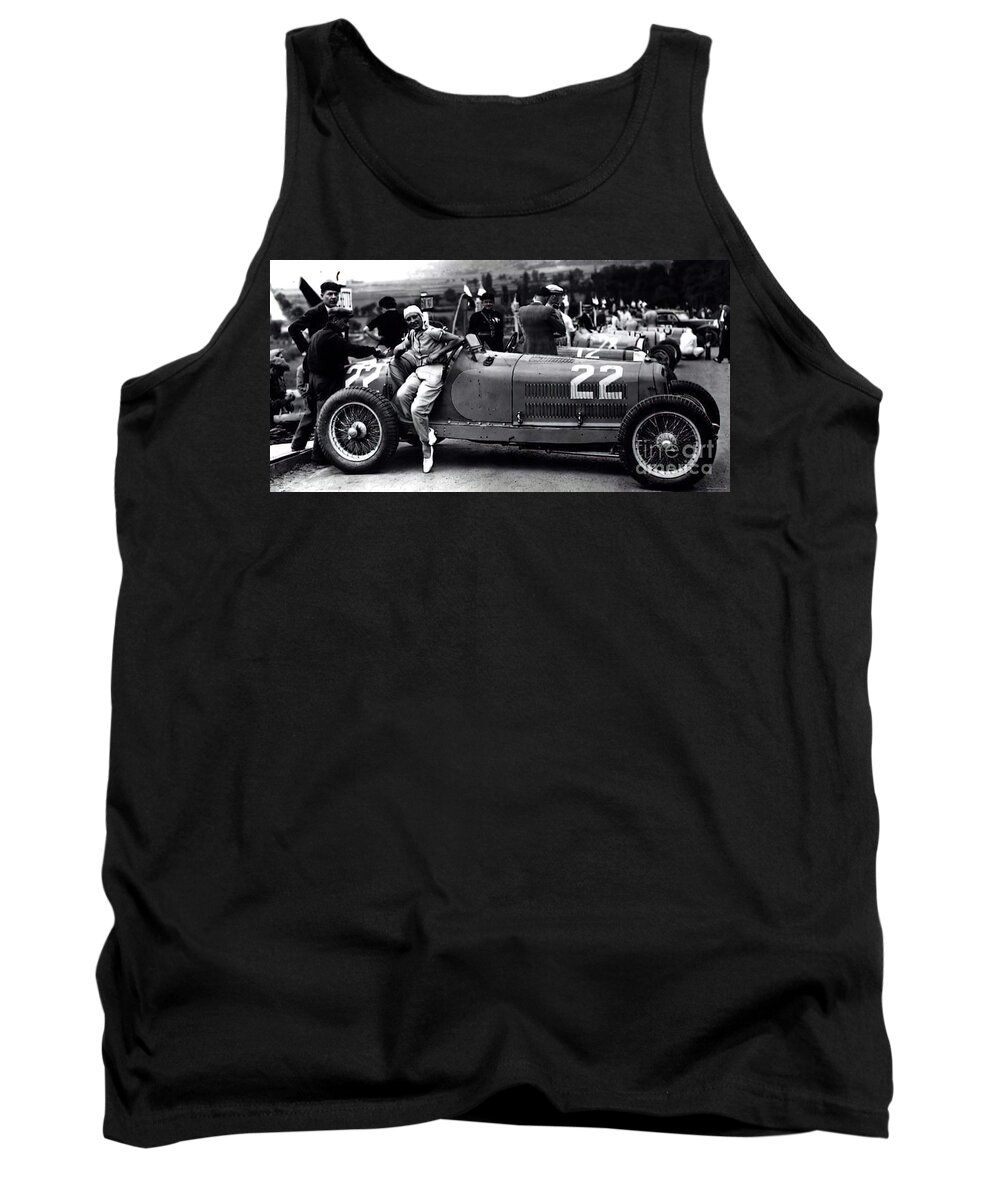 Vintage Tank Top featuring the photograph 1930s Maserati Gp Car With Woman Driver by Retrographs