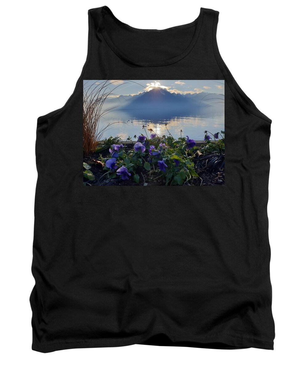 Lake Tank Top featuring the photograph Purple Hue of Lake Geneva by Andrea Whitaker