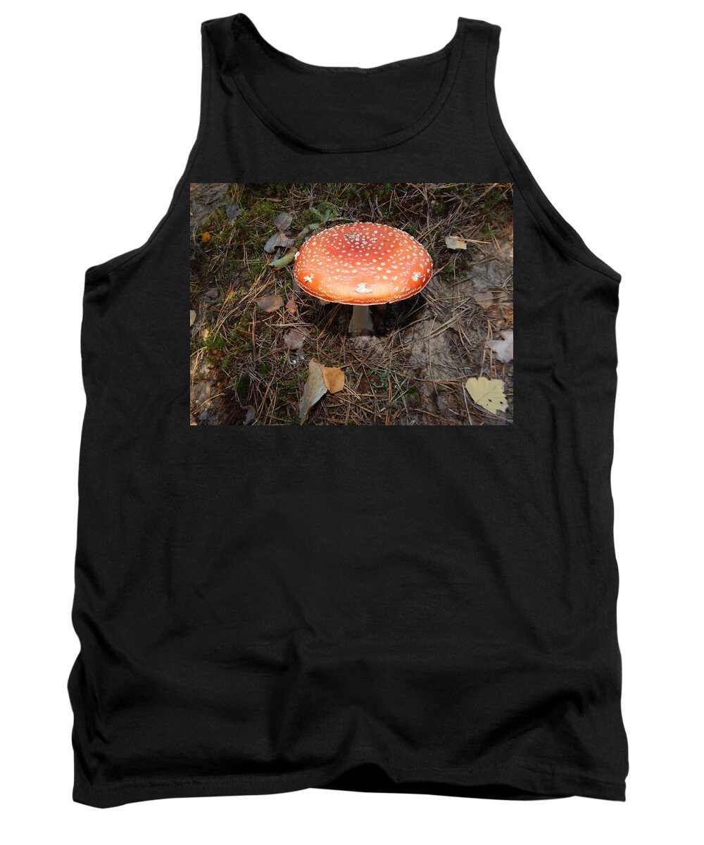 Amanita Tank Top featuring the photograph Amanita mushrooms grown in the autumn forest #3 by Oleg Prokopenko