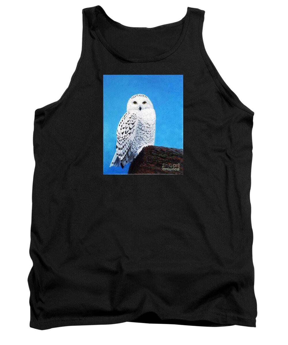 A Tank Top featuring the painting A Snowy Owl for Magnus by Sarah Irland