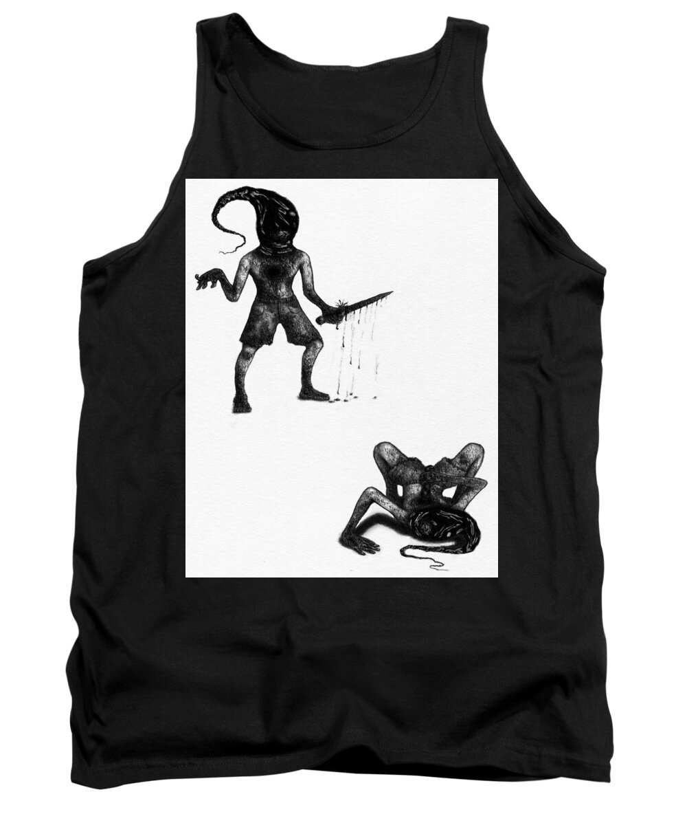 Horror Tank Top featuring the drawing Adriano The Darkstalker - Artwork by Ryan Nieves