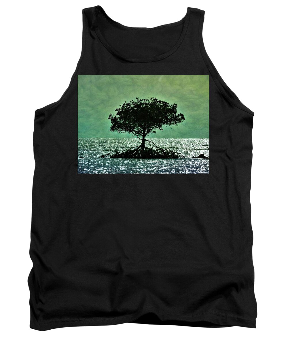 Weipa Tank Top featuring the photograph As The Sea Sparkles The Mangrove Drinks by Joan Stratton
