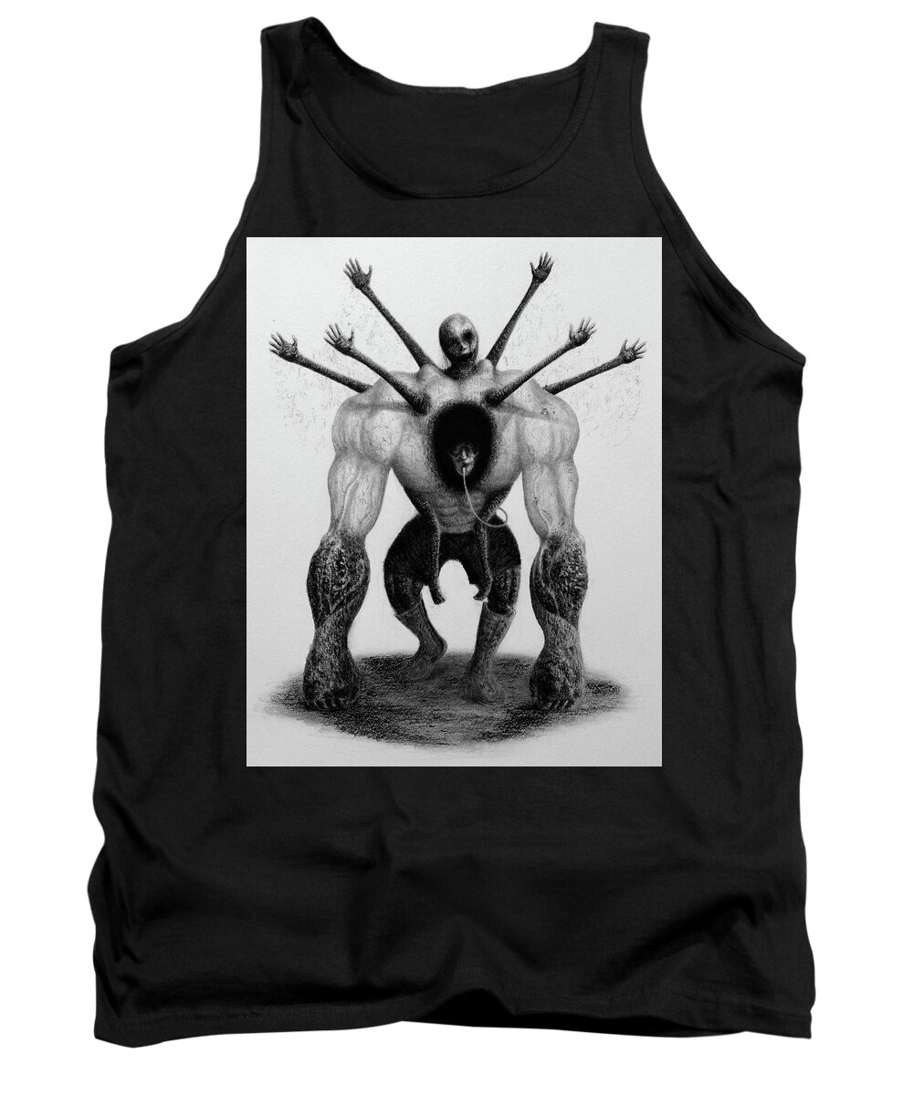 Horror Tank Top featuring the drawing Ashia's Remembrance - Artwork by Ryan Nieves