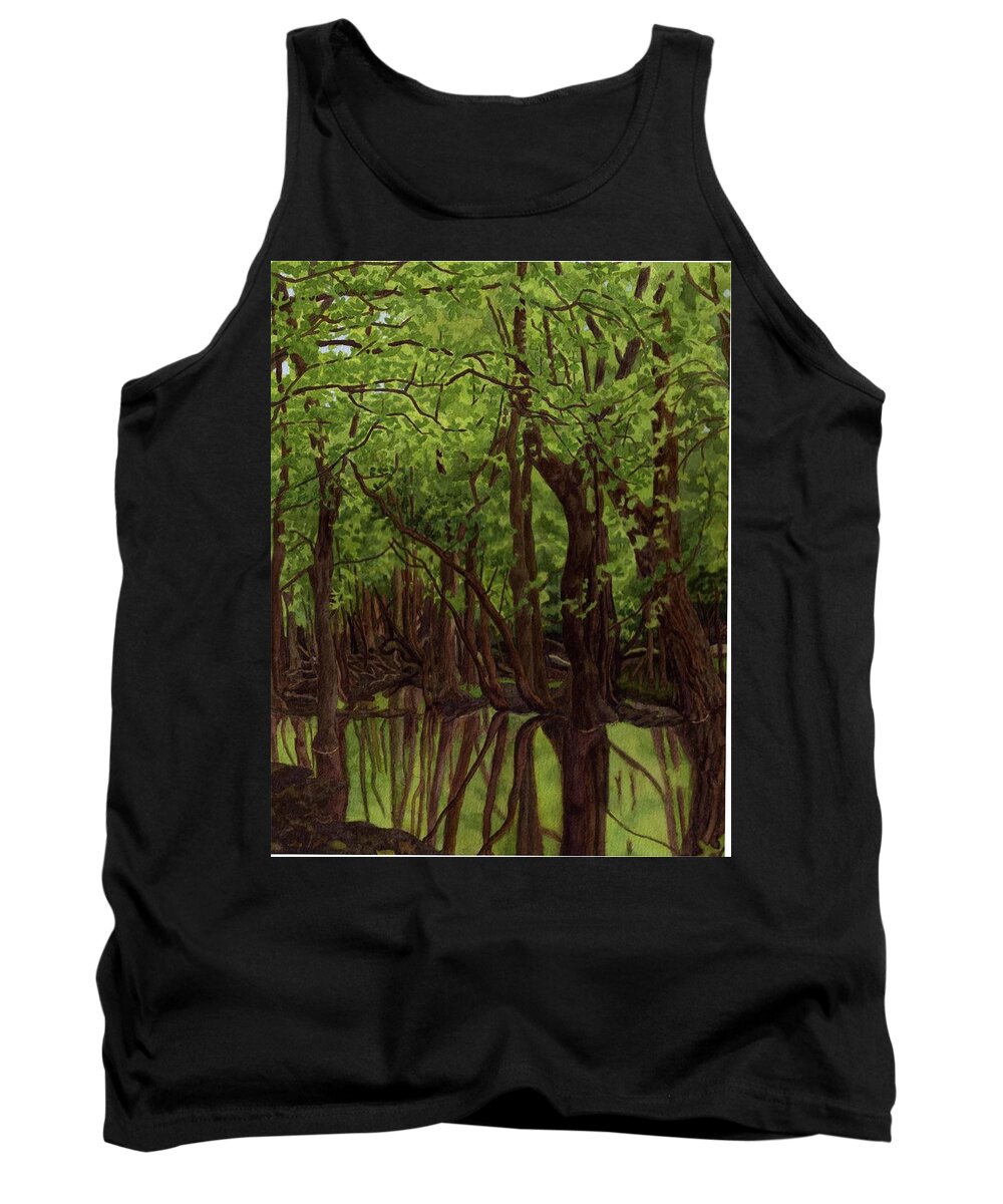 Thatcher Woods Tank Top featuring the painting At the Foot of Devil's Hill by Alice Ann Barnes