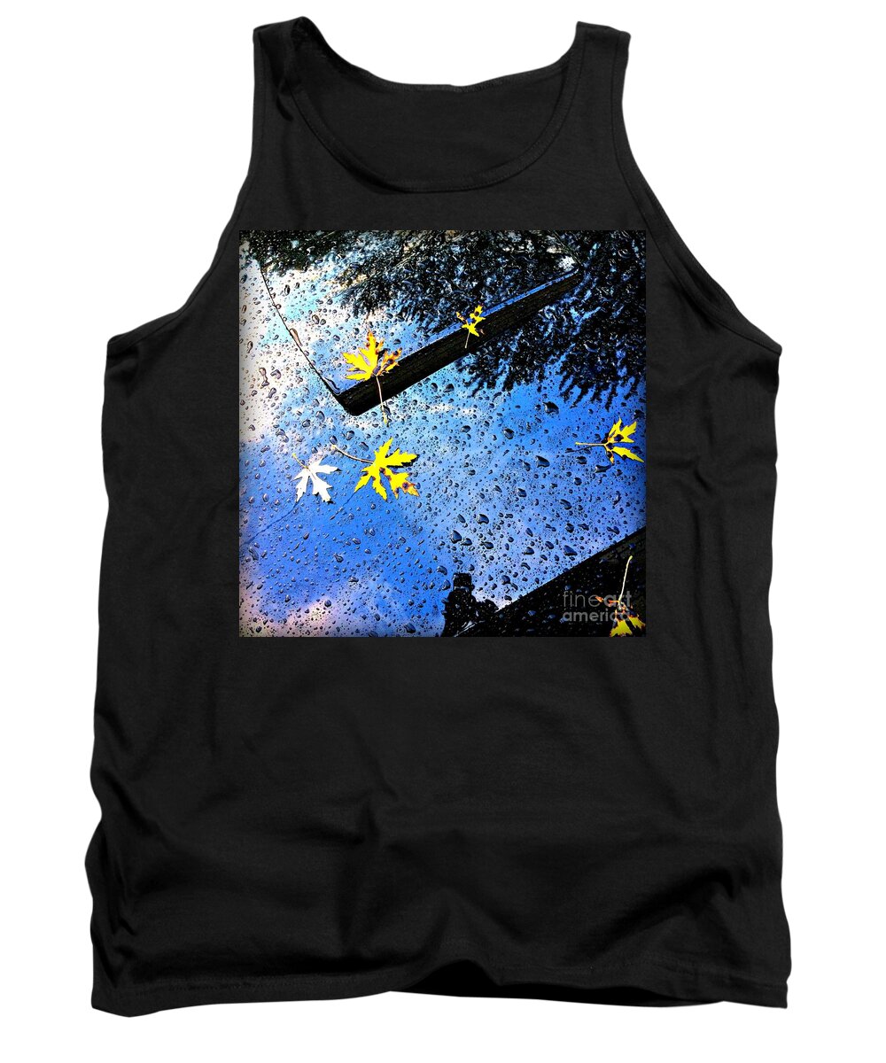 Autumn Tank Top featuring the photograph Autumn Raindrops Car Reflections by Frank J Casella