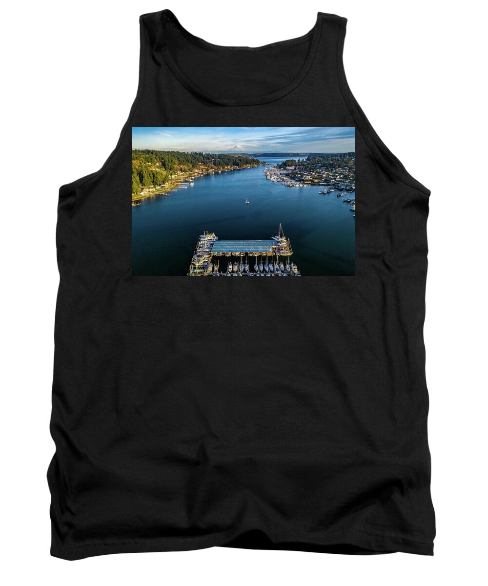 Mount Rainier Tank Top featuring the photograph Back Of The Harbor by Clinton Ward