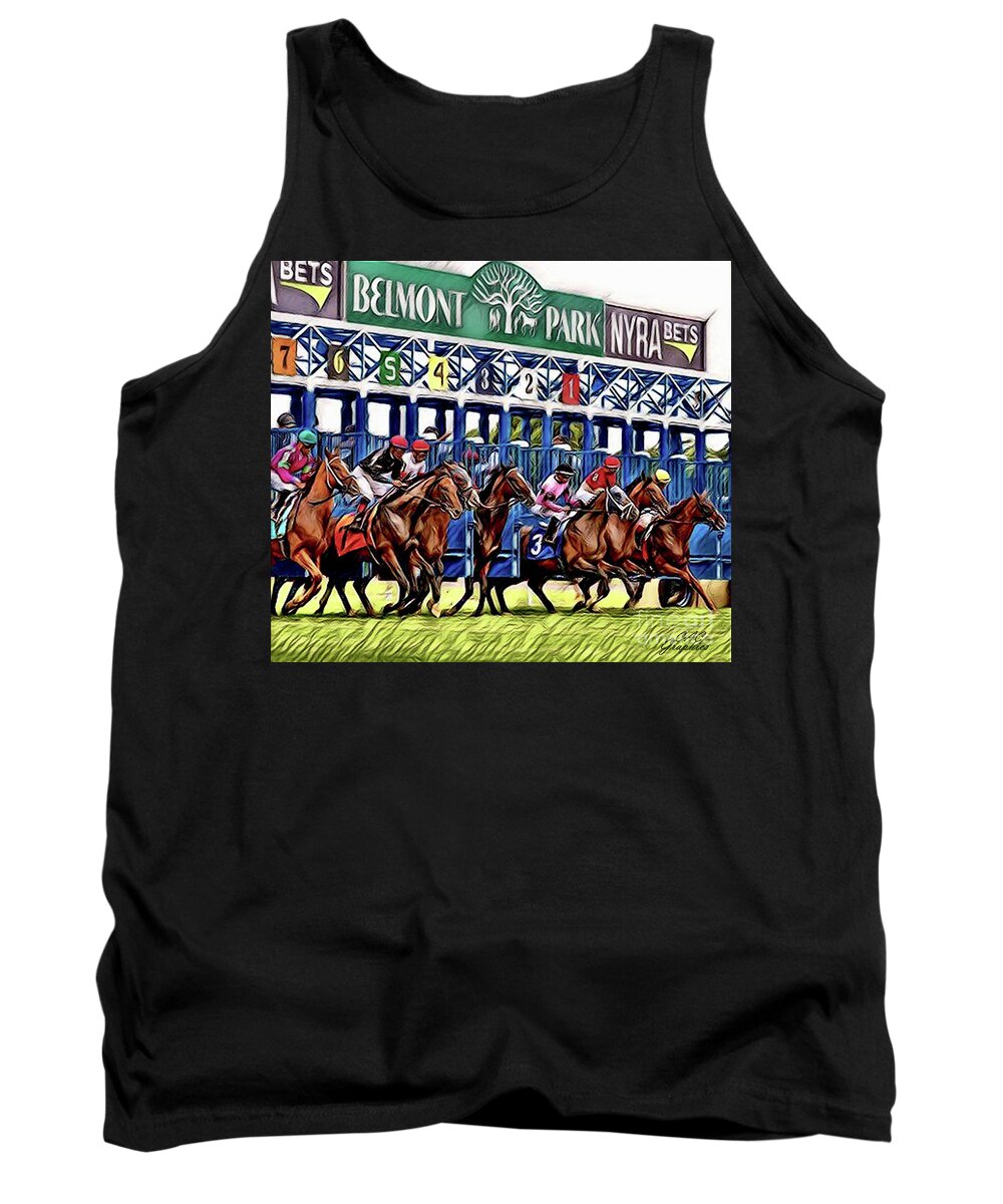 Belmont Park Tank Top featuring the digital art Belmont Park Starting Gate 2 by CAC Graphics