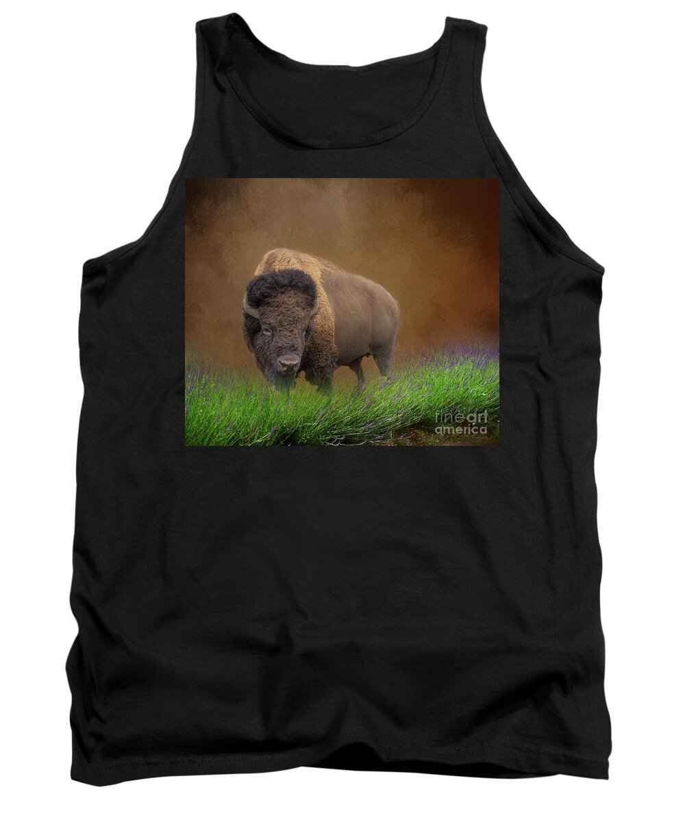 Bison Tank Top featuring the digital art Bison by Jim Hatch