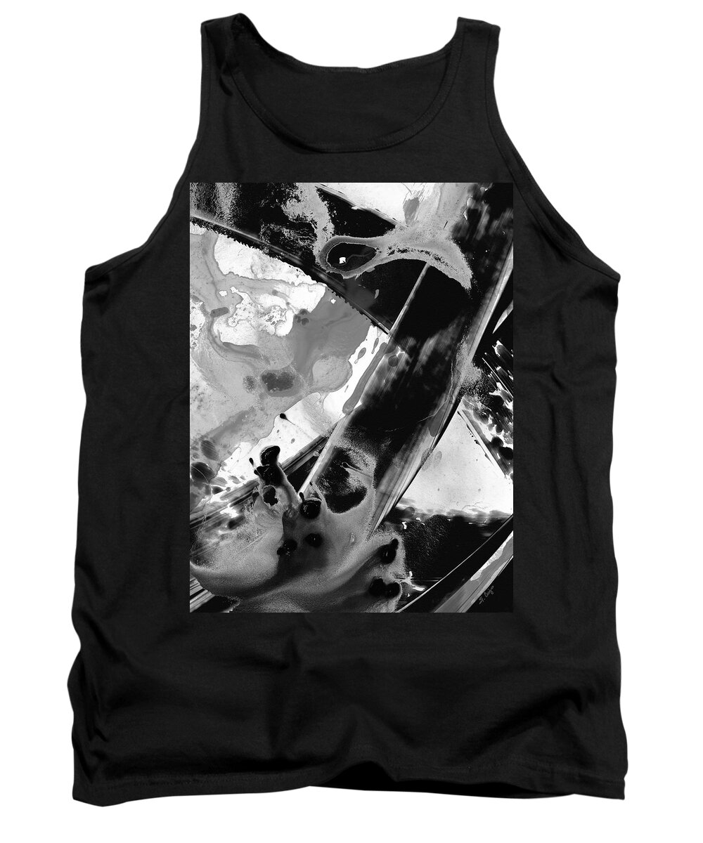 Black Tank Top featuring the painting Black And White Art - Black Formations 6 - Sharon Cummings by Sharon Cummings
