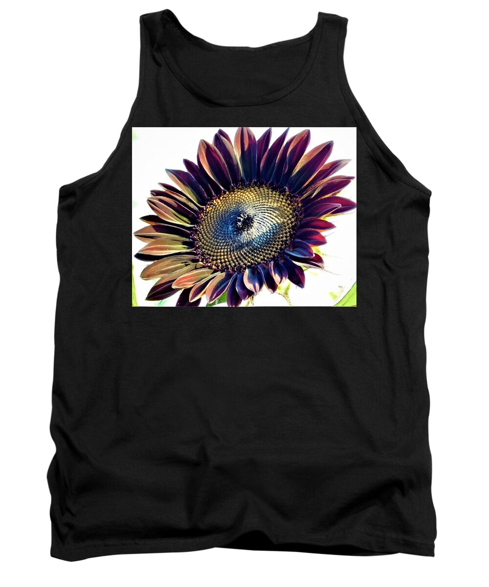 - Black Sunflower Tank Top featuring the photograph - Black Sunflower by THERESA Nye
