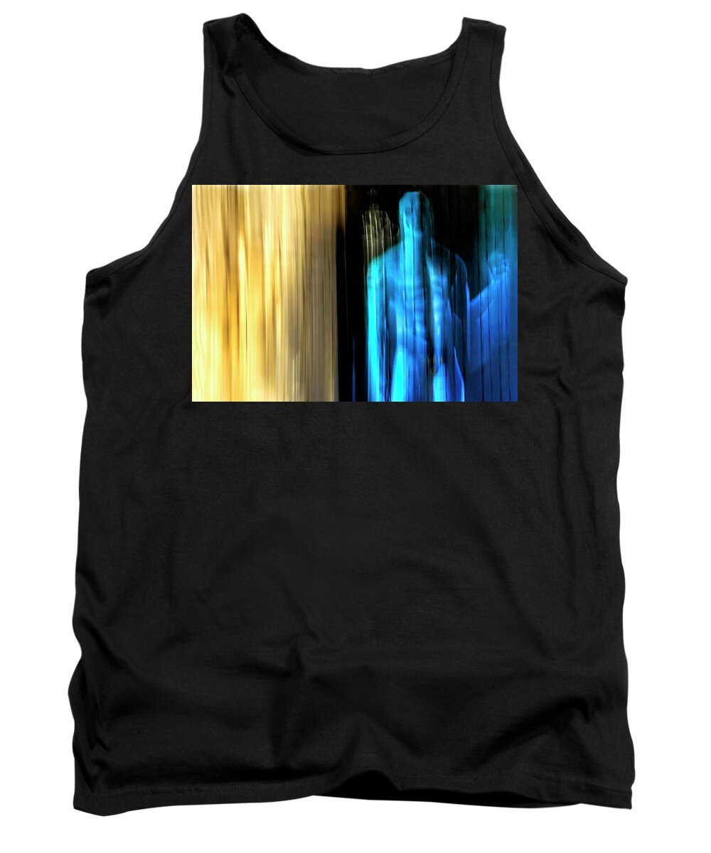 Abstract Tank Top featuring the photograph Blue man by Gaye Bentham