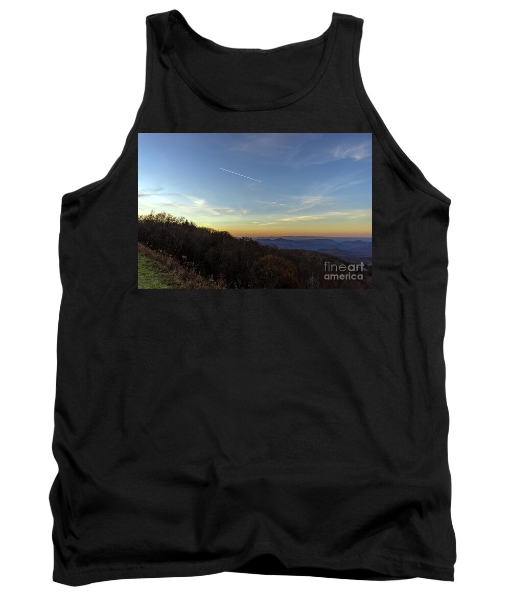 Blue Ridge Parkway Tank Top featuring the photograph Blue Ridge Parkway Falling Star Sunset 766 by Ricardos Creations