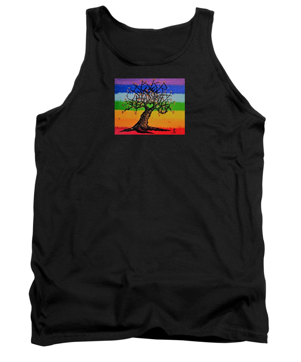 Love Tank Top featuring the drawing Chakra Love Tree by Aaron Bombalicki