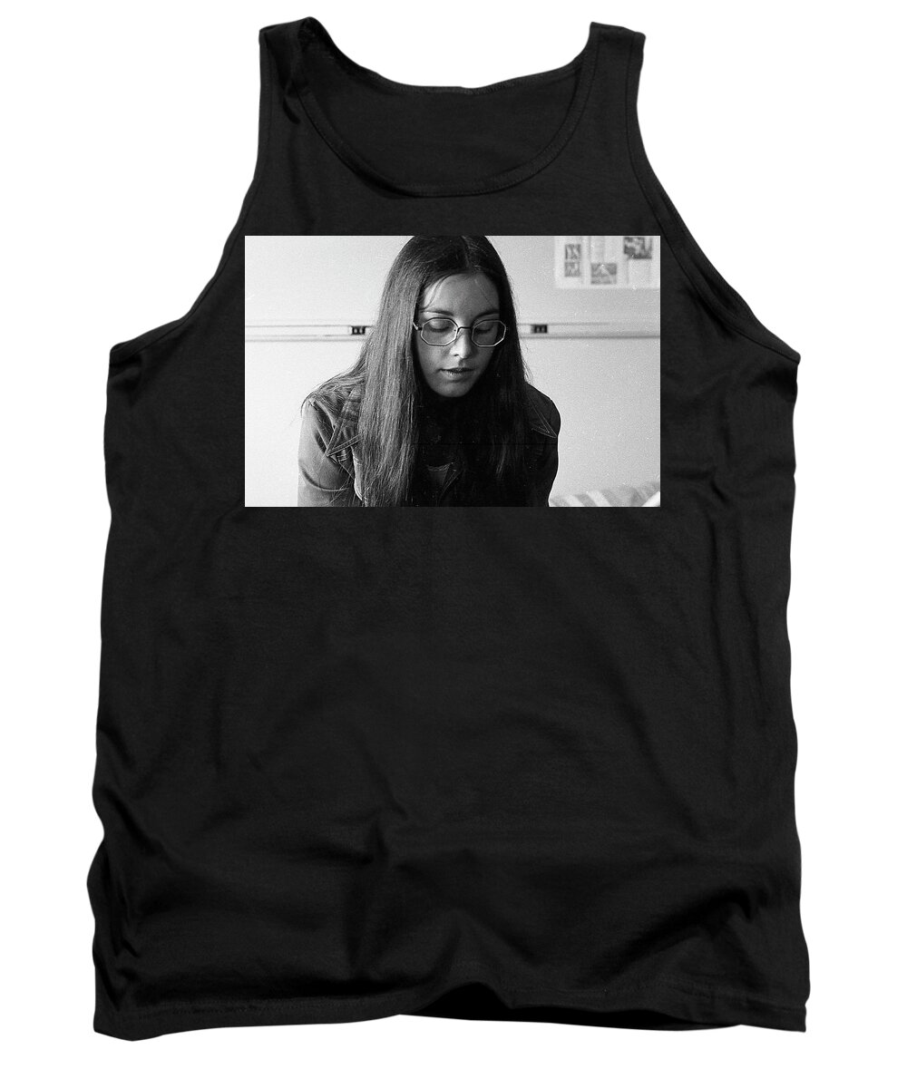 Brown University Tank Top featuring the photograph College Student with Octagonal Eyeglasses, 1972 by Jeremy Butler