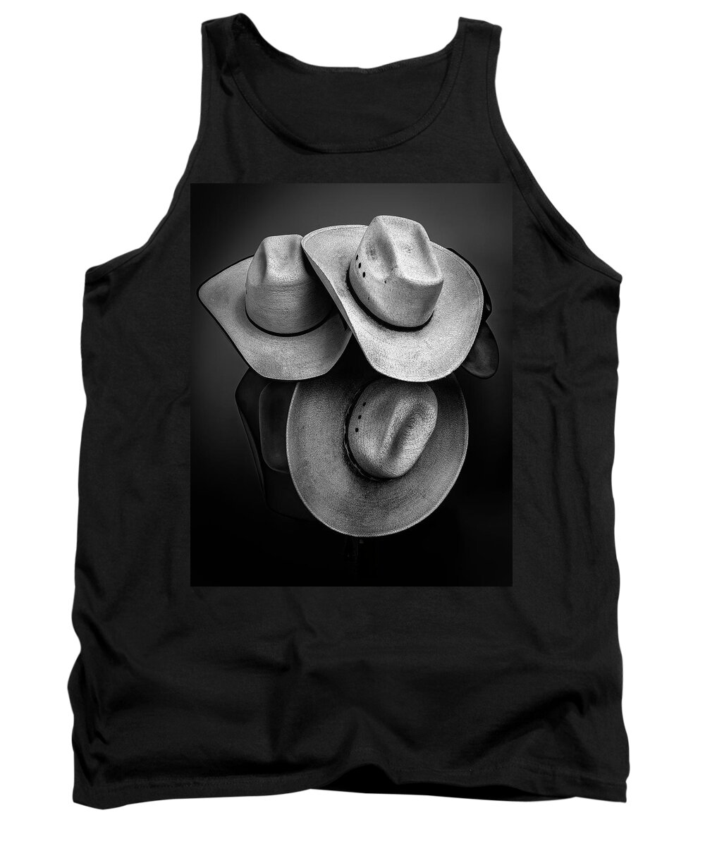 2019 Tank Top featuring the photograph Cowboy Hats in Black and White by James Sage