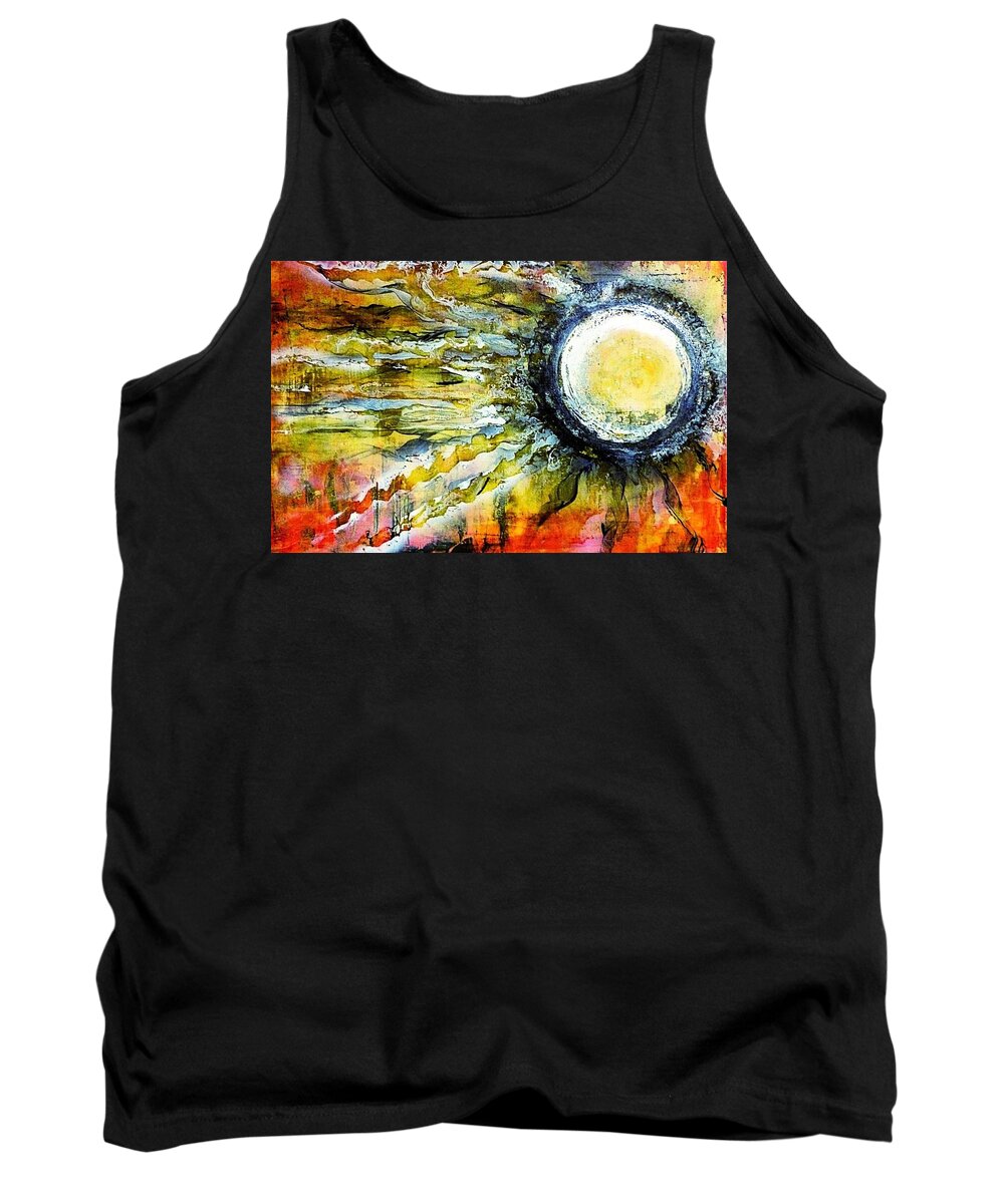 Orange Tank Top featuring the painting Dawn of A New Sun by 'REA' Gallery