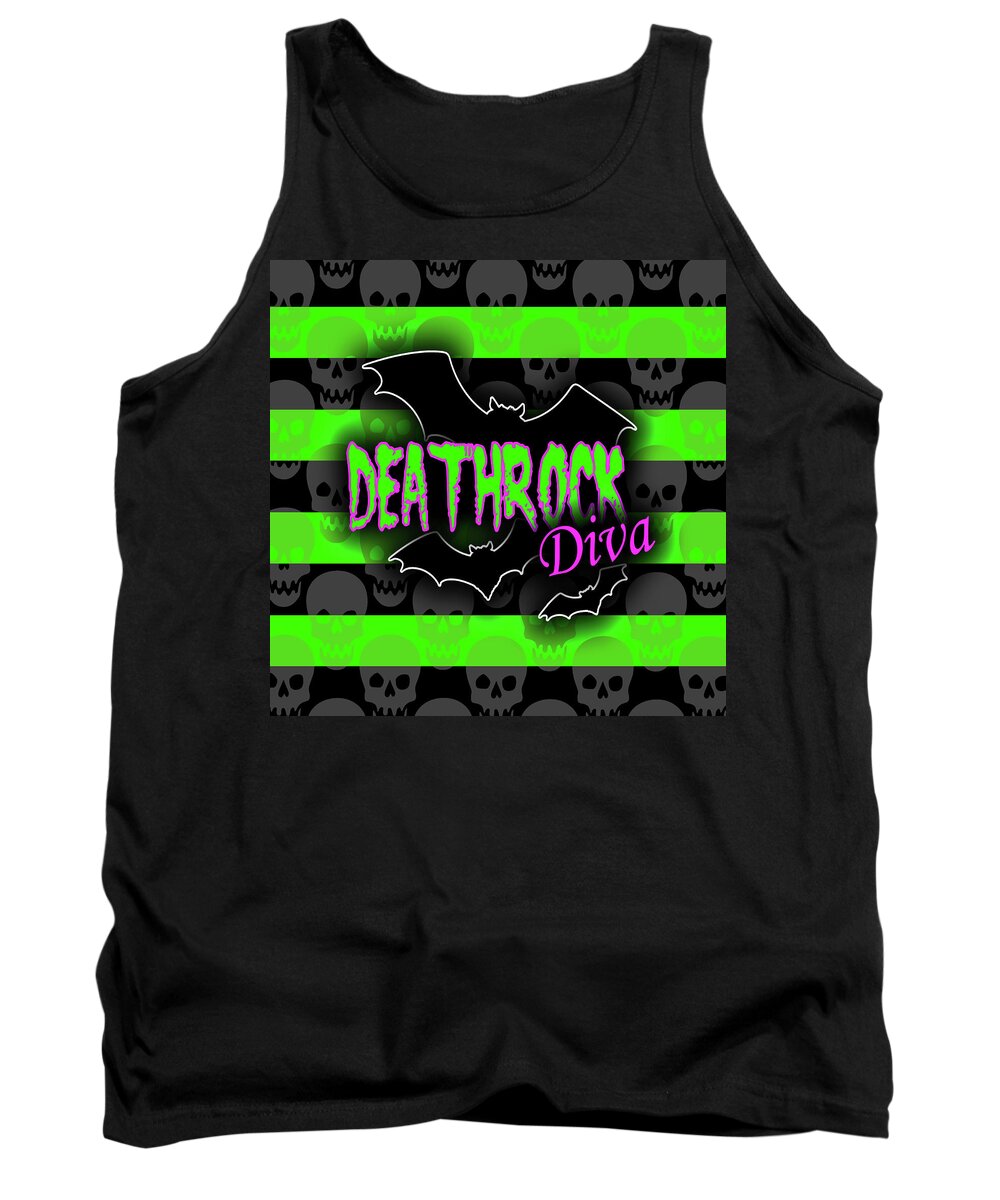 Deathrock Tank Top featuring the digital art Deathrock Diva Graphic by Roseanne Jones