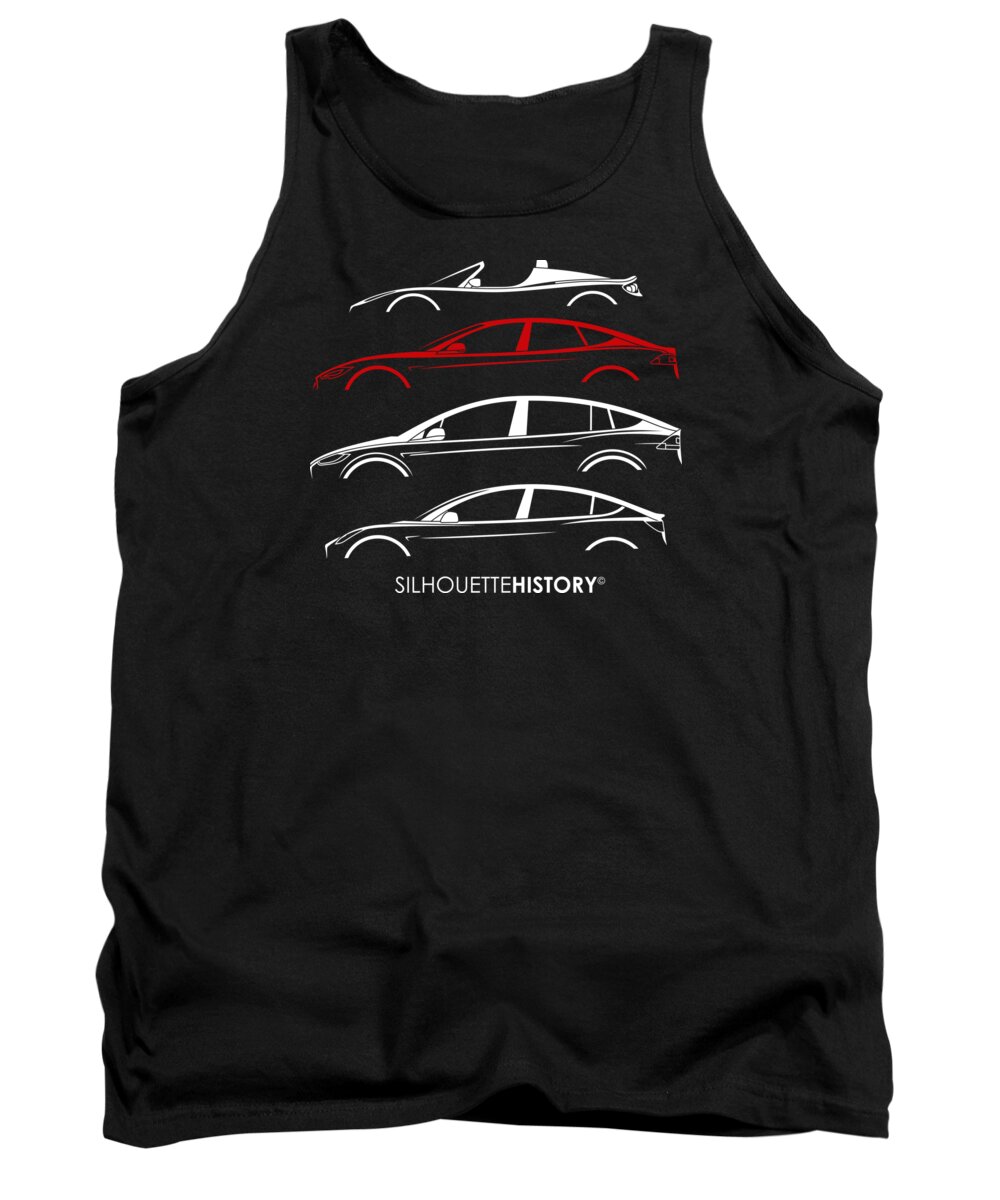 Sports Car Tank Top featuring the digital art Electric 4G SilhouetteHistory by Gabor Vida